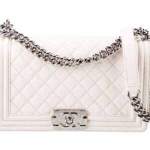 Chanel Boy Bag in White with Silver Hardware